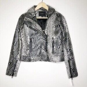 BLANKNYC Snake Embossed Faux Leather Moto Jacket 
